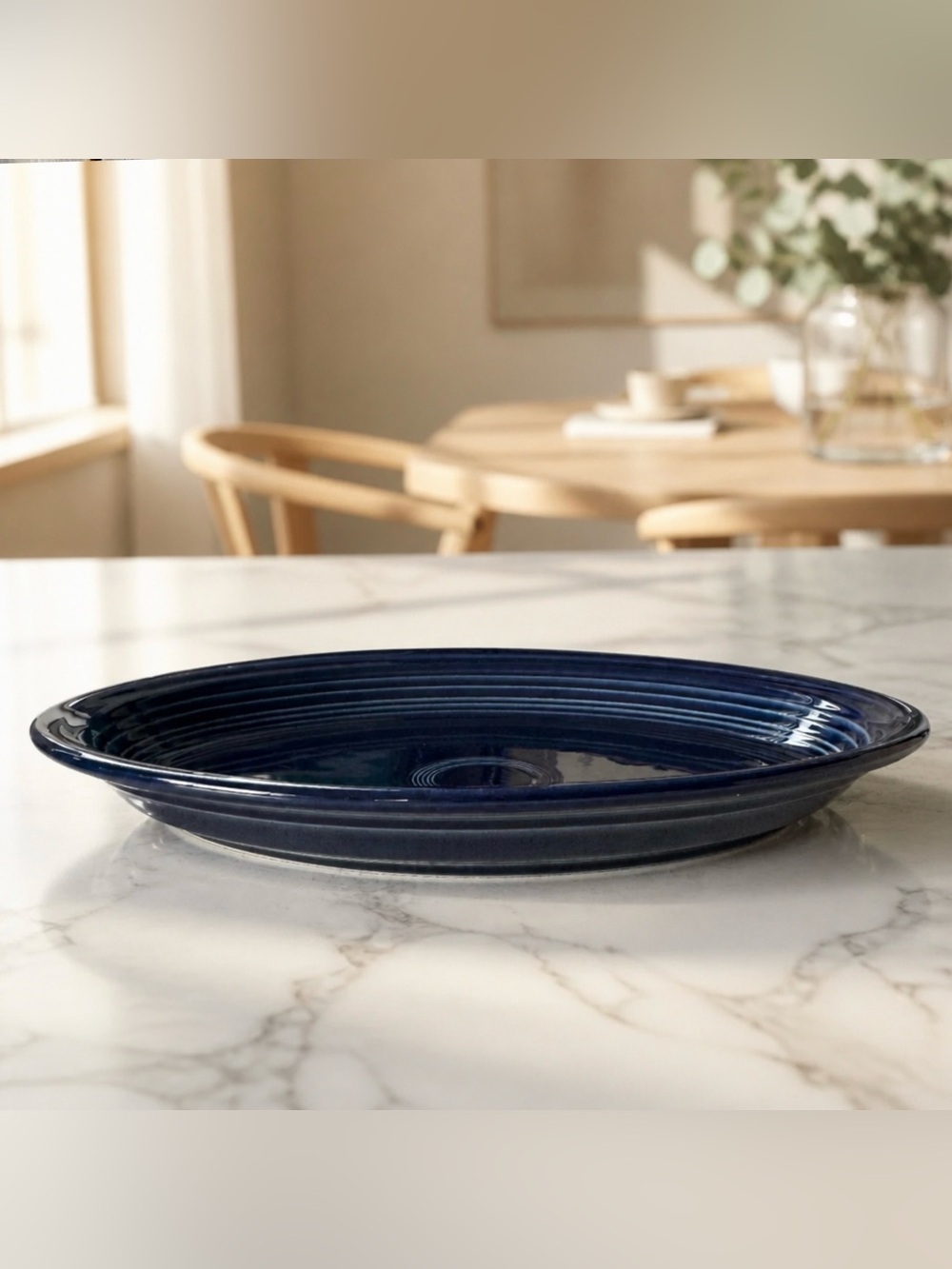 Fiesta Cobalt Blue Oval Ceramic Platter 13.25 In USA Glossy Homer Laughlin - Picture 2 of 9